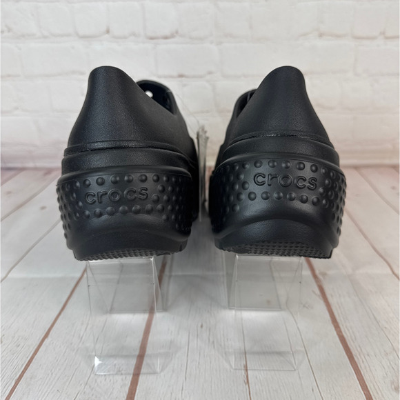 Crocs Stomp Rosette Mary Jane Black Red Rose Platform Clog Sandals M Sz 6/W Sz 8 - Picture 8 of 9